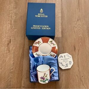 RARE Royal Worcester 1986 Presentation Limited Edition #214 Cup & Saucer Set NIB
